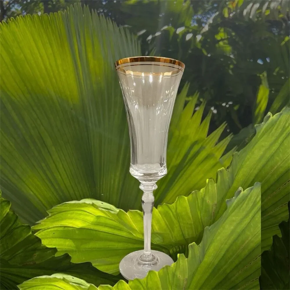 Mikasa Jamestown Gold Trim Crystal Stemmed Champagne Flute Set of 5